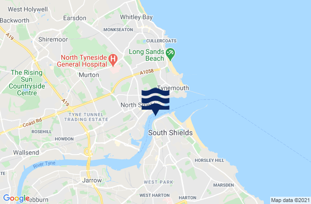 Northshields, United Kingdom tide times map