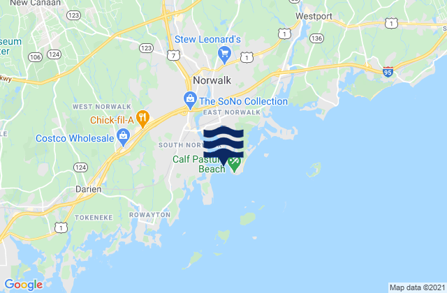 Norwalk Harbor, United States tide chart map