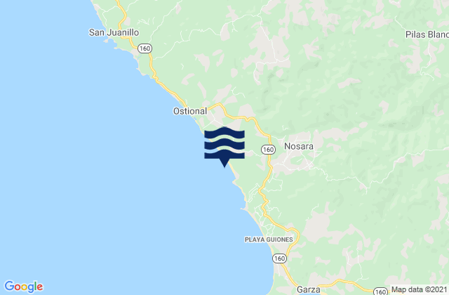 Nosara, Costa Rica tide times map