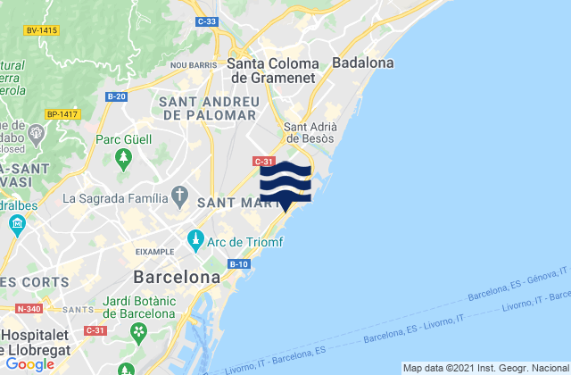 Nou Barris, Spain tide times map