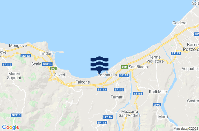 Novara di Sicilia, Italy tide times map