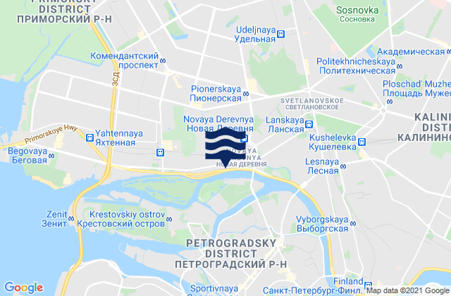 Novaya Derevnya, Russia tide times map