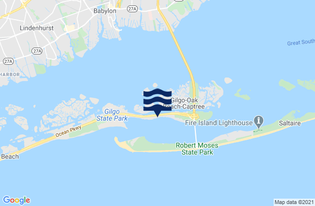 Oakbeach, Long Island, United States tide chart map