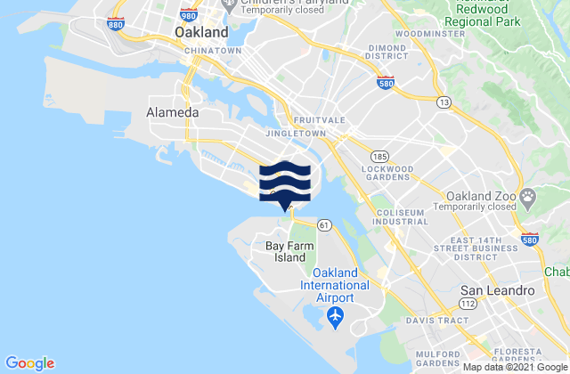 Oakland Harbor High Street Bridge, United States tide chart map