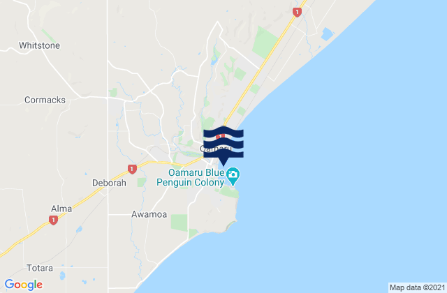 Oamaru, New Zealand tide times map