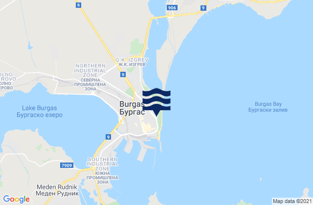 Obshtina Burgas, Bulgaria tide times map