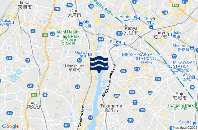 Obu-shi, Japan tide times map