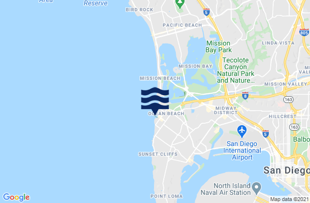 Ocean Beach Pier, United States tide chart map