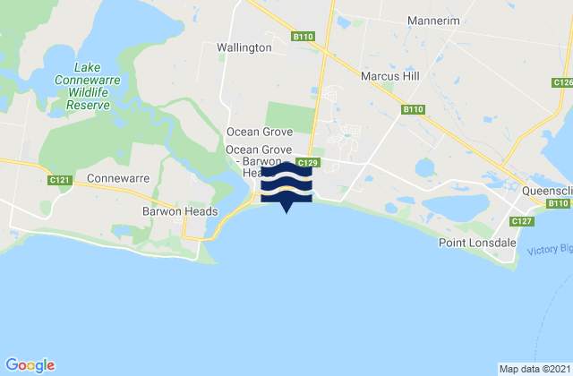 Ocean Grove, Australia tide times map