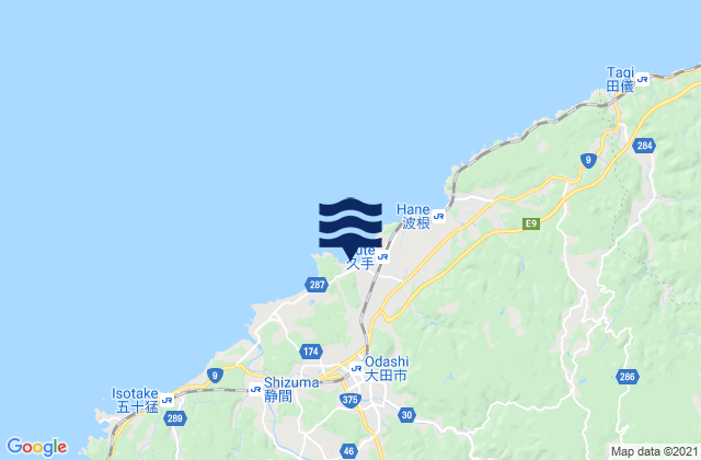 Odacho-oda, Japan tide times map