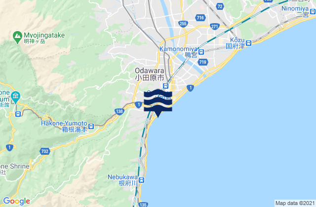 Odawara-shi, Japan tide times map