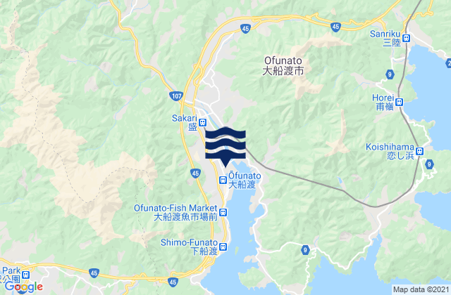 Ofunato-shi, Japan tide times map
