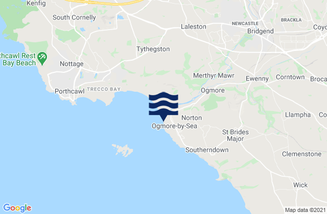 Ogmore-by-Sea Beach, United Kingdom tide times map