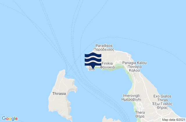 Oia, Greece tide times map