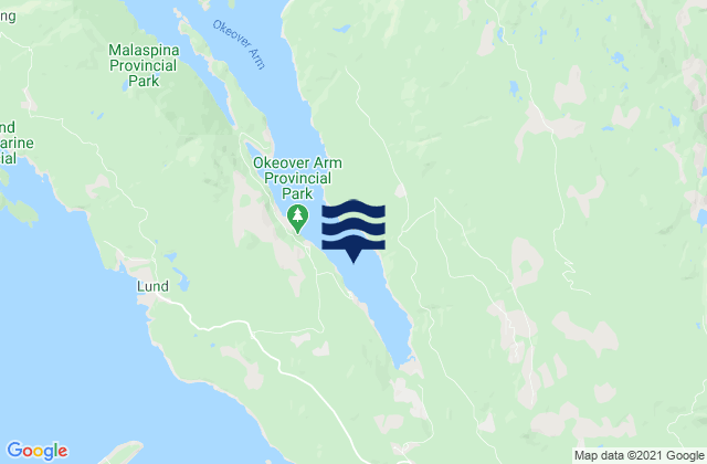 Okeover Inlet, Canada tide times map