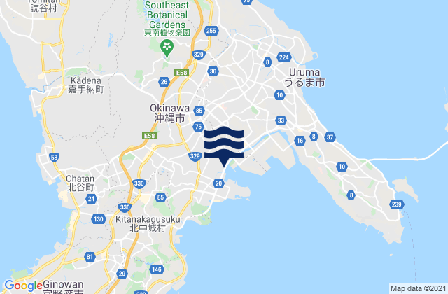Okinawa Shi, Japan tide times map