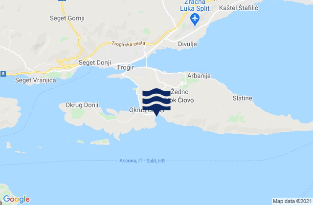 Okrug, Croatia tide times map