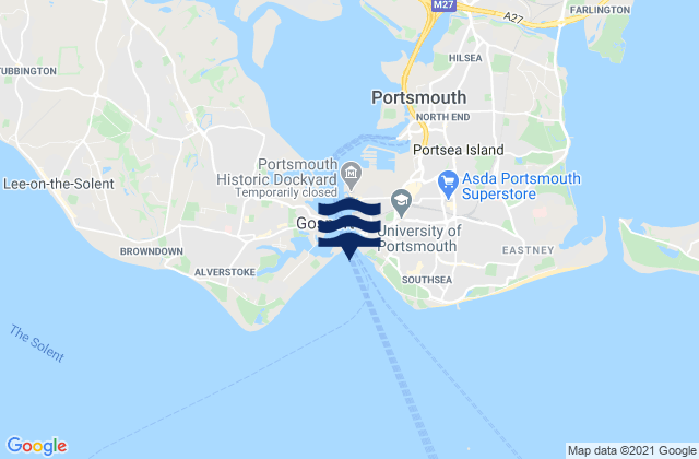 Old Portsmouth Beach, United Kingdom tide times map