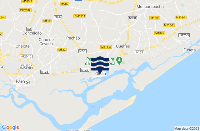 Olhao, Portugal tide times map