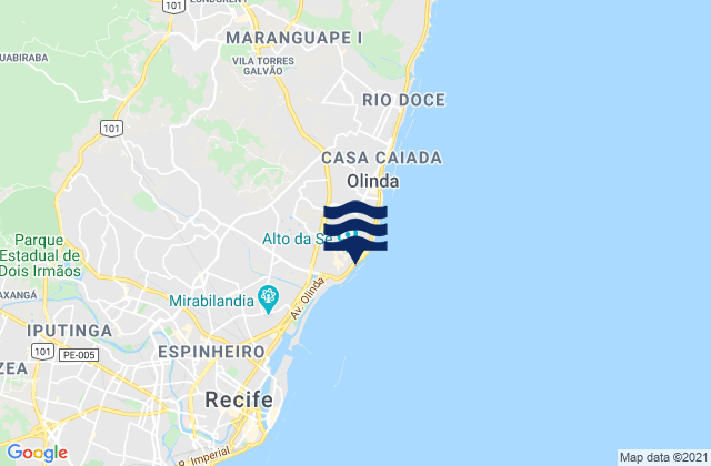 Olinda, Brazil tide times map