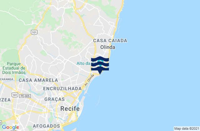 Olinda, Brazil tide times map