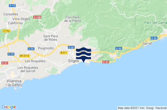 Olivella, Spain tide times map