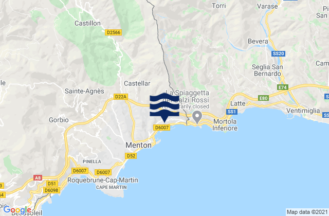 Olivetta San Michele, Italy tide times map