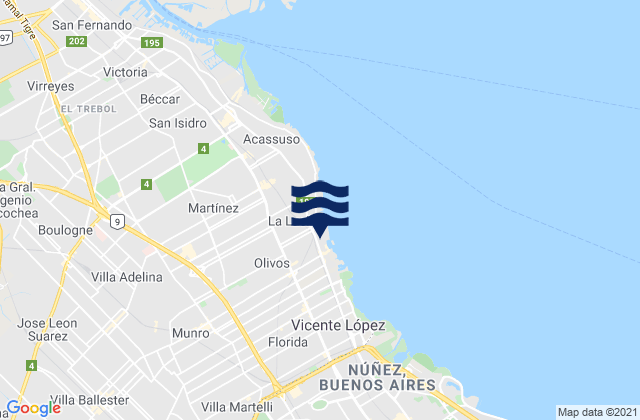 Olivos, Argentina tide times map