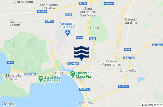 Olmedo, Italy tide times map