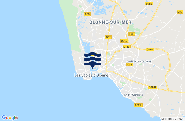 Olonne-sur-Mer, France tide times map