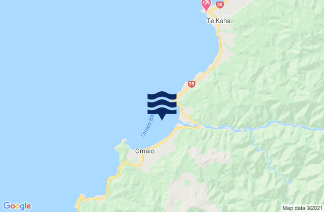 Omaio Bay (Motunui Island), New Zealand tide times map