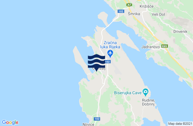 Omisalj, Croatia tide times map
