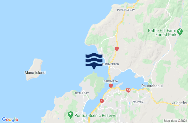 Onehunga Bay, New Zealand tide times map