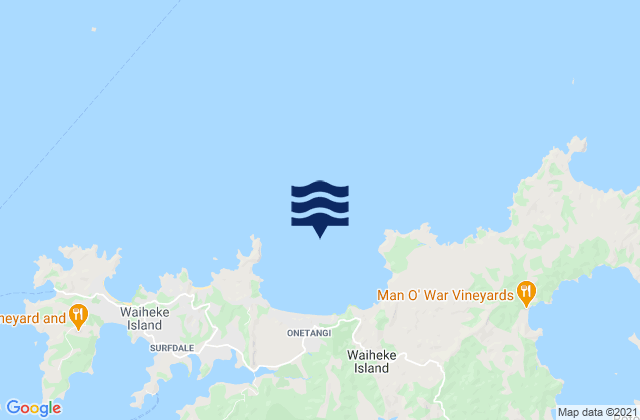 Onetangi Bay, New Zealand tide times map