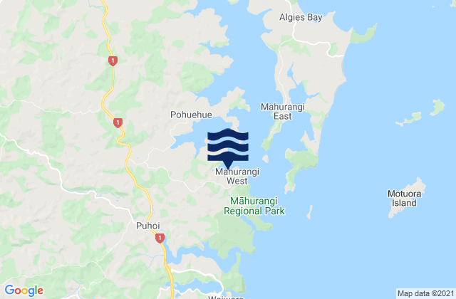 Opahi Bay, New Zealand tide times map