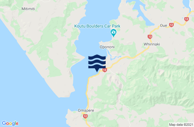 Opononi, New Zealand tide times map