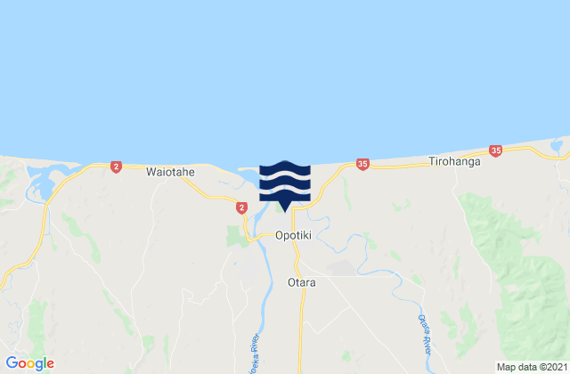 Opotiki, New Zealand tide times map