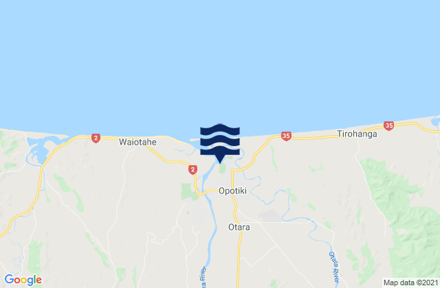 Opotiki Wharf, New Zealand tide times map
