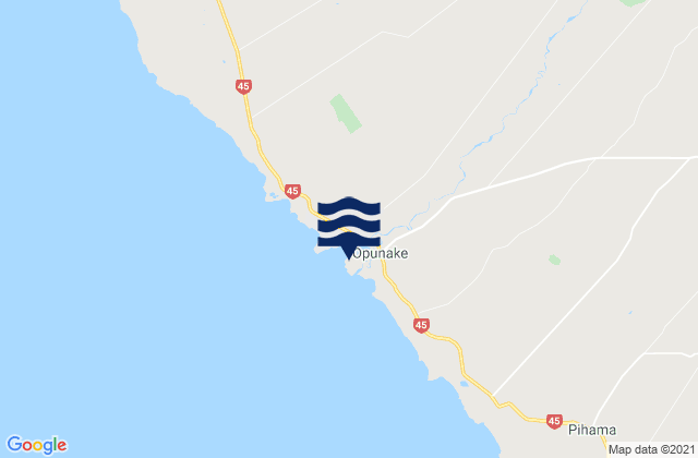 Opunake, New Zealand tide times map