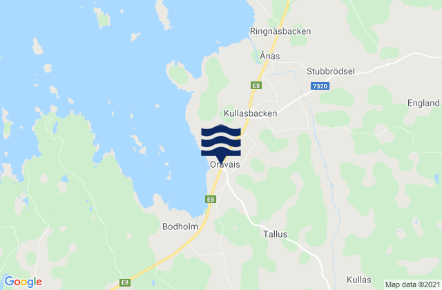 Oravais, Finland tide times map