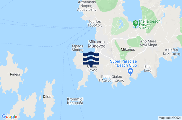 Ornos, Greece tide times map
