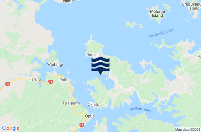Orongo Bay, New Zealand tide times map