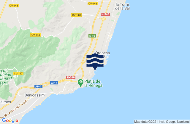 Oropesa del Mar/Orpesa, Spain tide times map
