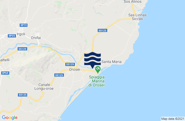 Orosei, Italy tide times map