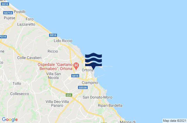 Ortona, Italy tide times map