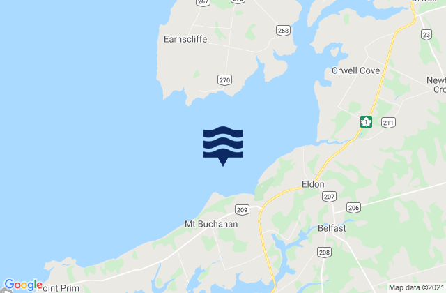 Orwell Bay, Canada tide times map