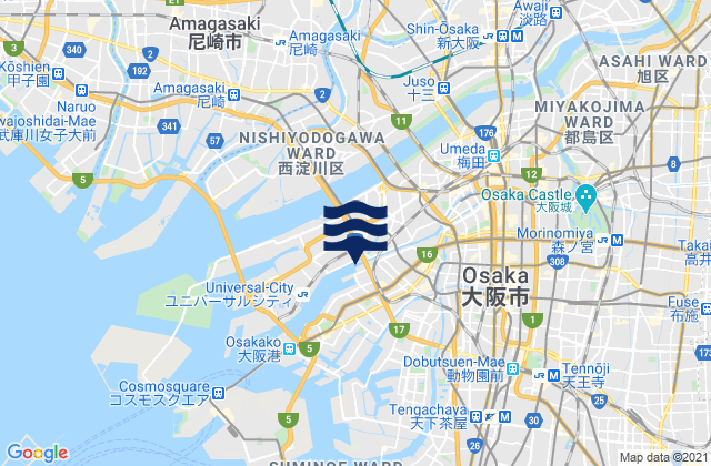 Osaka, Japan tide times map