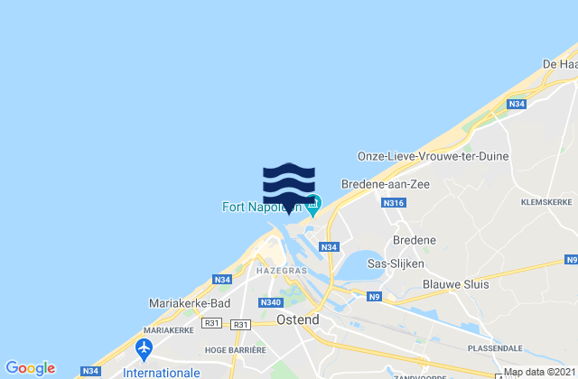 Ostend Port, Belgium tide times map