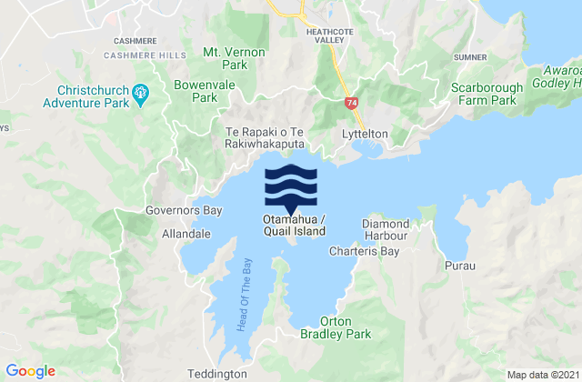 Otamahua/Quail Island, New Zealand tide times map