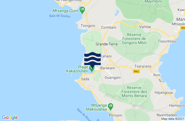 Ouangani, Mayotte tide times map